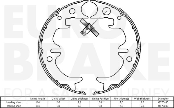 Eurobrake 58492745651 - Комплект гальм, ручник, парковка autozip.com.ua