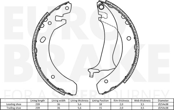 Eurobrake 58492740634 - Комплект гальм, барабанний механізм autozip.com.ua