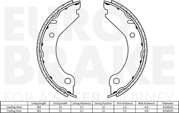 Eurobrake 58492748277 - Комплект гальм, ручник, парковка autozip.com.ua