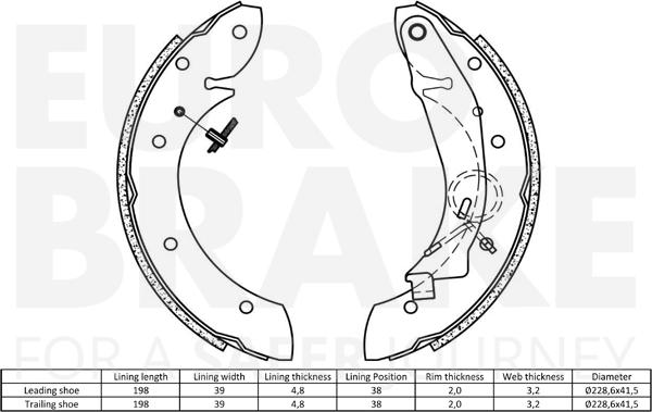 Eurobrake 58492719598 - Комплект гальм, барабанний механізм autozip.com.ua