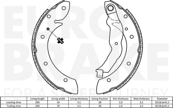 Eurobrake 58492715544 - Комплект гальм, барабанний механізм autozip.com.ua