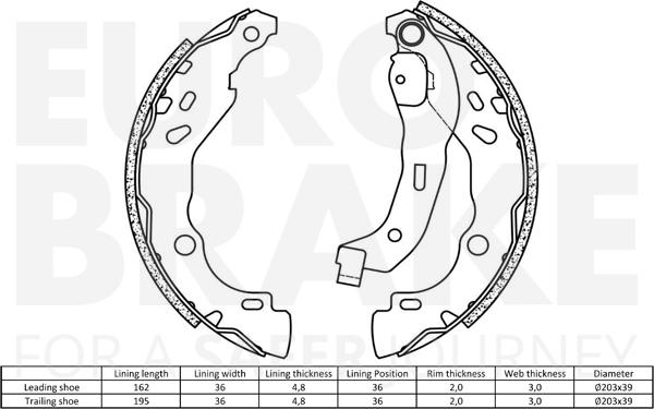 Eurobrake 58492739690 - Комплект гальм, барабанний механізм autozip.com.ua