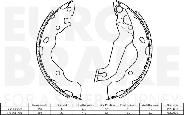 Eurobrake 58492734704 - Комплект гальм, барабанний механізм autozip.com.ua