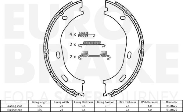 Eurobrake 58492733217 - Комплект гальм, ручник, парковка autozip.com.ua