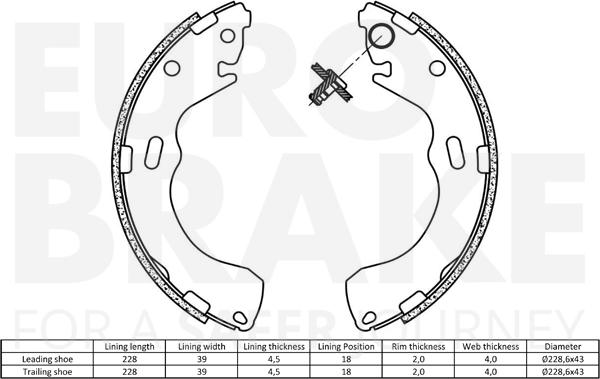 Eurobrake 58492732640 - Комплект гальм, барабанний механізм autozip.com.ua