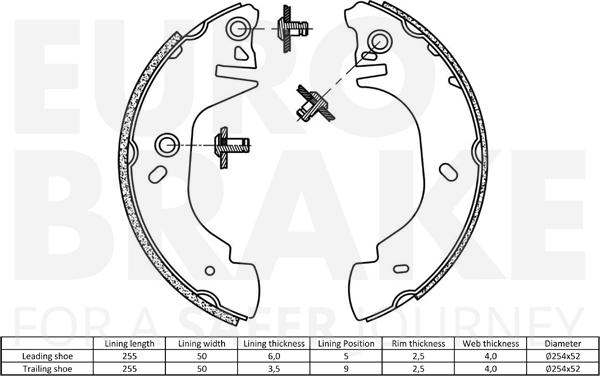 Eurobrake 58492725570 - Комплект гальм, барабанний механізм autozip.com.ua