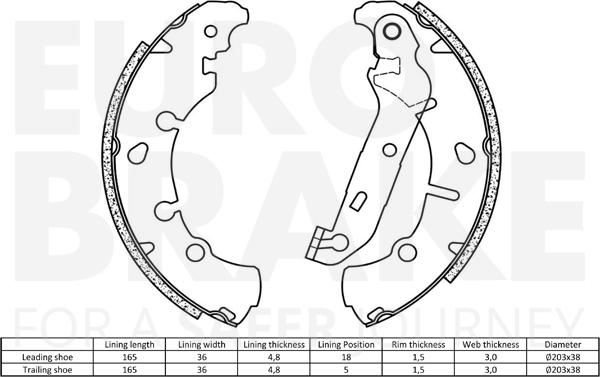 Eurobrake 58492725673 - Комплект гальм, барабанний механізм autozip.com.ua