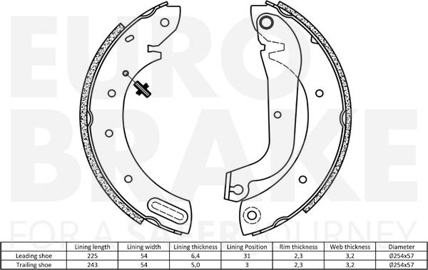 Eurobrake 58492722597 - Комплект гальм, барабанний механізм autozip.com.ua