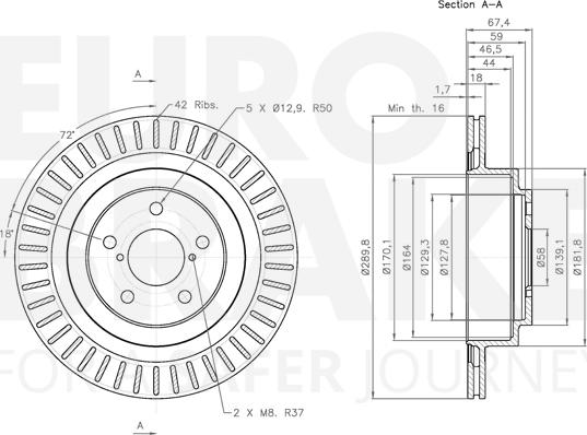 Eurobrake 5815314414 - Гальмівний диск autozip.com.ua