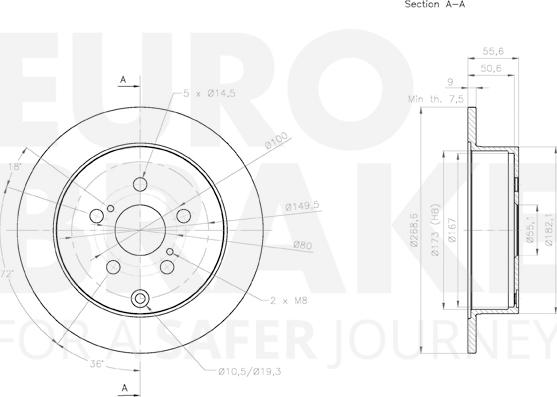 Eurobrake 58153145156 - Гальмівний диск autozip.com.ua
