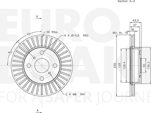 Eurobrake 58153145100 - Гальмівний диск autozip.com.ua