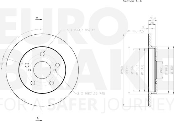 Eurobrake 58153145124 - Гальмівний диск autozip.com.ua