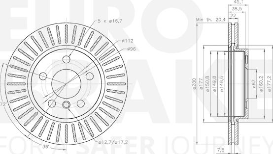 Eurobrake 5815314048 - Гальмівний диск autozip.com.ua