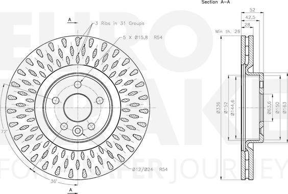 Eurobrake 5815314856 - Гальмівний диск autozip.com.ua