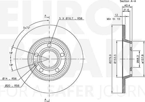 Eurobrake 5815314767 - Гальмівний диск autozip.com.ua