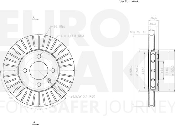 Eurobrake 58153147157 - Гальмівний диск autozip.com.ua