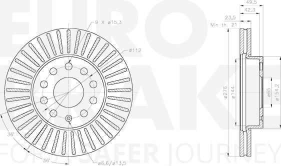 Eurobrake 58153147166 - Гальмівний диск autozip.com.ua