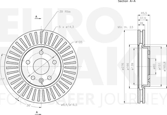 Eurobrake 5815315013 - Гальмівний диск autozip.com.ua