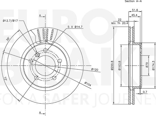 Eurobrake 5815311540 - Гальмівний диск autozip.com.ua