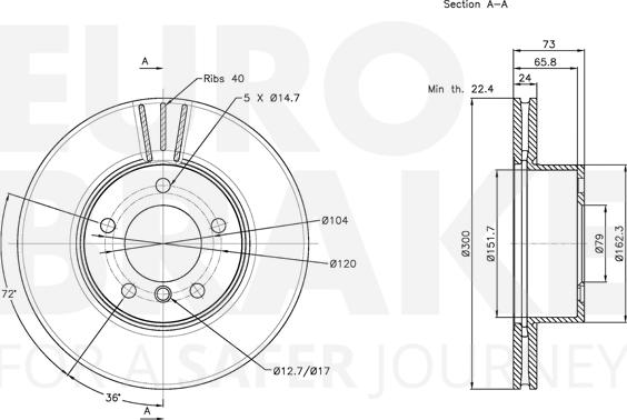 Eurobrake 5815311566 - Гальмівний диск autozip.com.ua