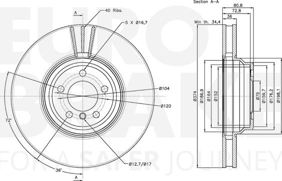 Eurobrake 5815311571 - Гальмівний диск autozip.com.ua