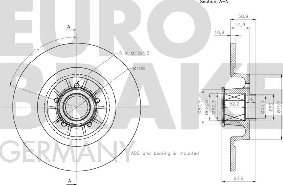 Eurobrake 5815313952 - Гальмівний диск autozip.com.ua