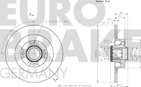 Eurobrake 5815313965 - Гальмівний диск autozip.com.ua