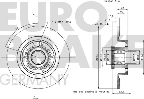 Eurobrake 5815313963 - Гальмівний диск autozip.com.ua