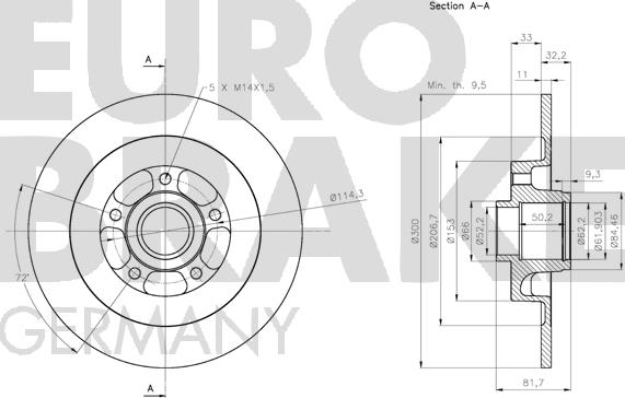Eurobrake 5815313972 - Гальмівний диск autozip.com.ua