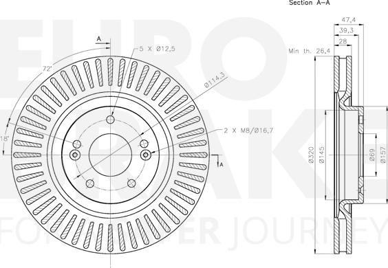 Eurobrake 5815313443 - Гальмівний диск autozip.com.ua