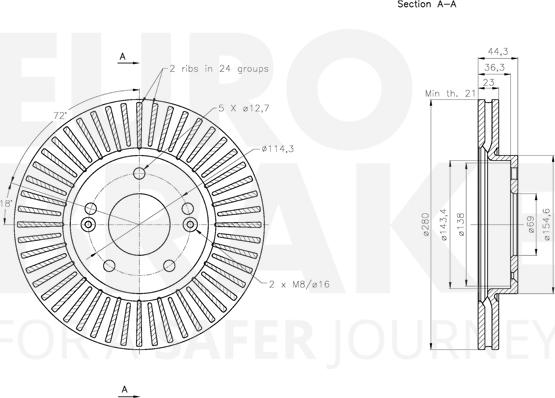 Eurobrake 5815313538 - Гальмівний диск autozip.com.ua