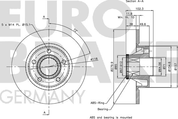 Eurobrake 5815313658 - Гальмівний диск autozip.com.ua