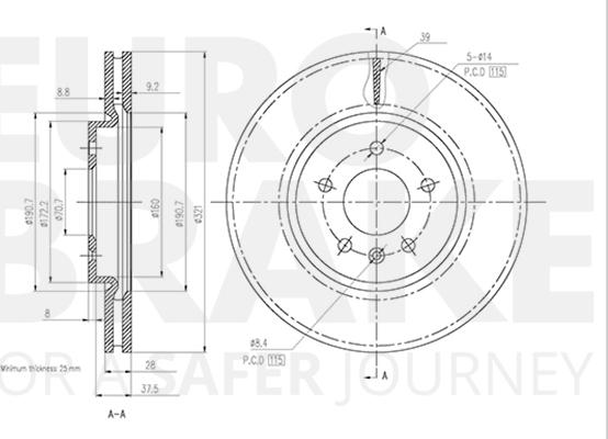 Eurobrake 5815313686 - Гальмівний диск autozip.com.ua