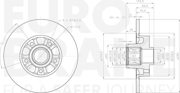 Eurobrake 5815313679 - Гальмівний диск autozip.com.ua