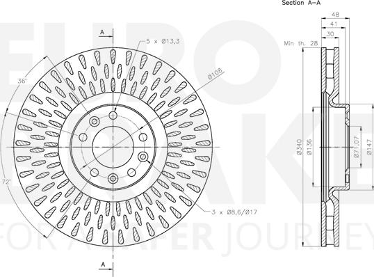 Eurobrake 5815313745 - Гальмівний диск autozip.com.ua