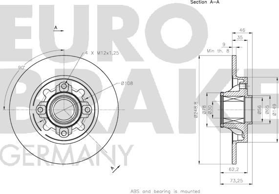 Eurobrake 5815313738 - Гальмівний диск autozip.com.ua