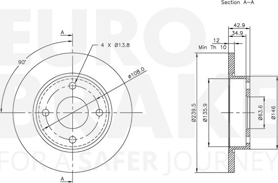 Eurobrake 5815312543 - Гальмівний диск autozip.com.ua