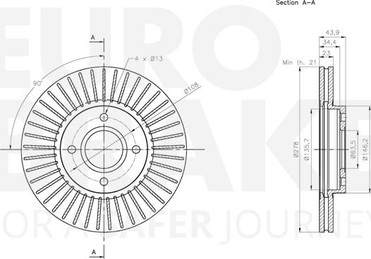 Eurobrake 5815312588 - Гальмівний диск autozip.com.ua