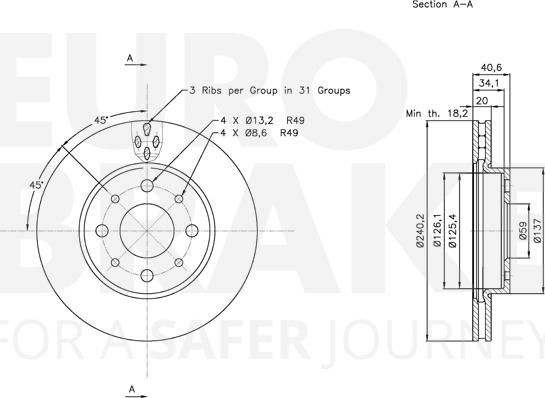 Eurobrake 5815312343 - Гальмівний диск autozip.com.ua