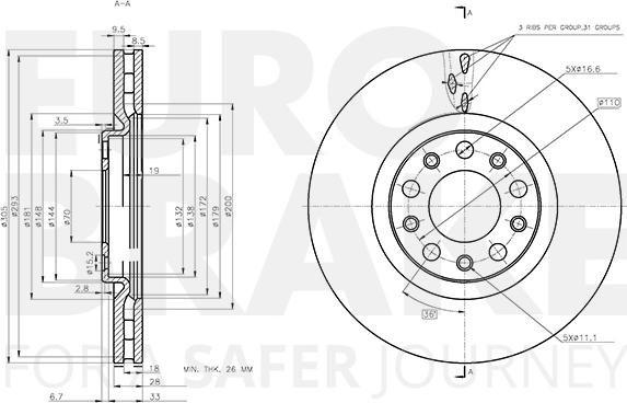 Eurobrake 5815312370 - Гальмівний диск autozip.com.ua