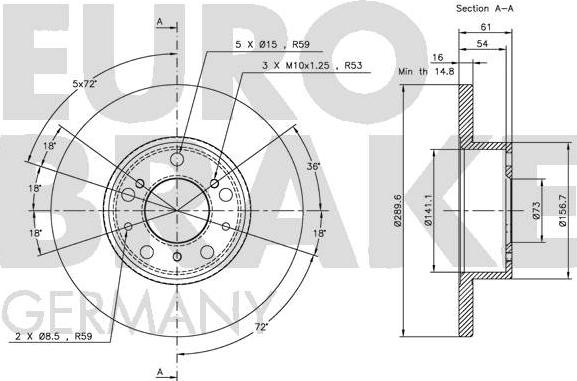 Eurobrake 5815209919 - Гальмівний диск autozip.com.ua