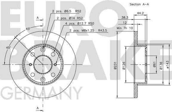 Eurobrake 5815209930 - Гальмівний диск autozip.com.ua