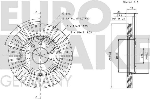 Eurobrake 5815209937 - Гальмівний диск autozip.com.ua