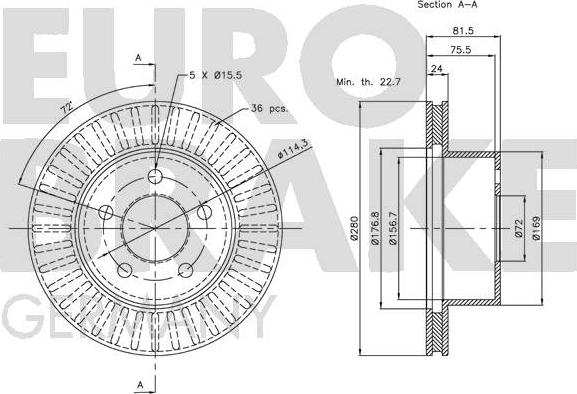 Eurobrake 5815209306 - Гальмівний диск autozip.com.ua