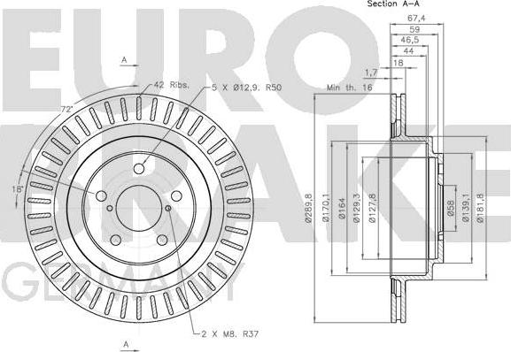 Eurobrake 5815204414 - Гальмівний диск autozip.com.ua