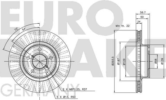 Eurobrake 5815204412 - Гальмівний диск autozip.com.ua