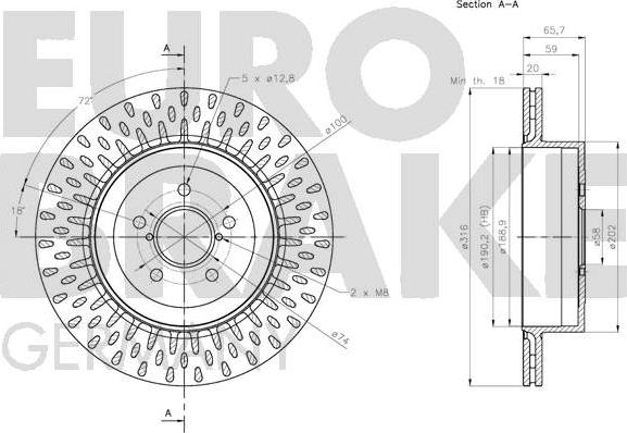 Eurobrake 5815204423 - Гальмівний диск autozip.com.ua
