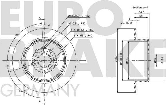 Eurobrake 5815204558 - Гальмівний диск autozip.com.ua