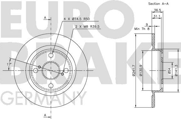 Eurobrake 5815204552 - Гальмівний диск autozip.com.ua