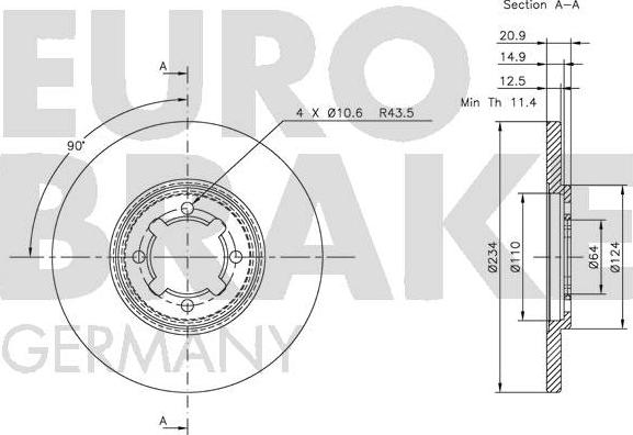 Eurobrake 5815204568 - Гальмівний диск autozip.com.ua